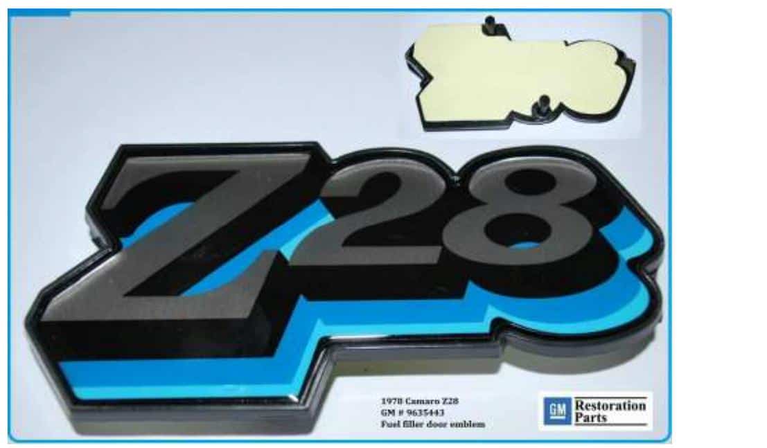 78 Camaro Z28 Fuel Door  Emblem: BLUE